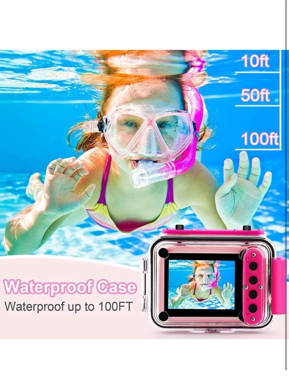 Kids underwater Digital Camera with Case & 32GB